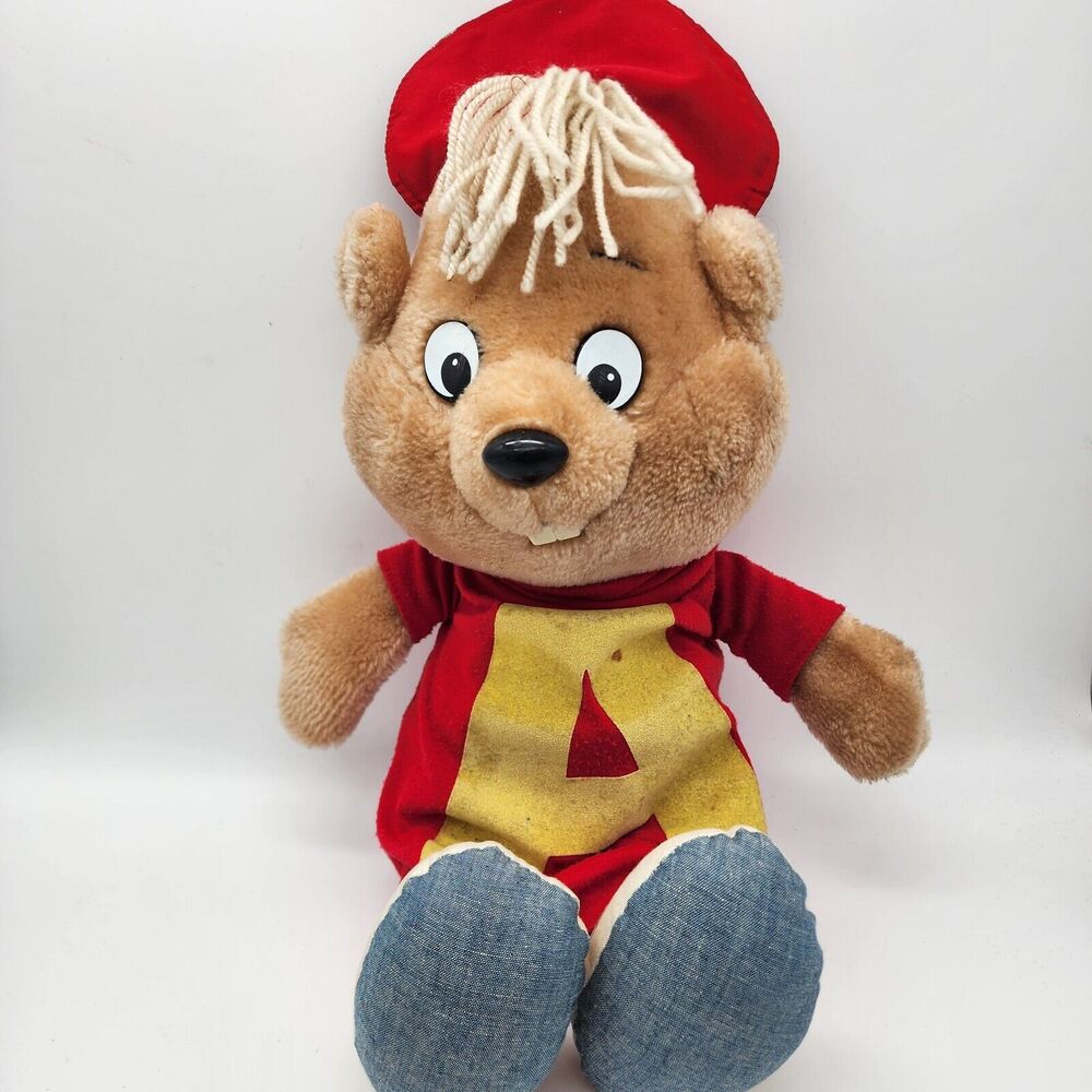 Vintage Alvin & the Chipmunks Pull String Talking Toy 19" Brown CBS Toys 1983
